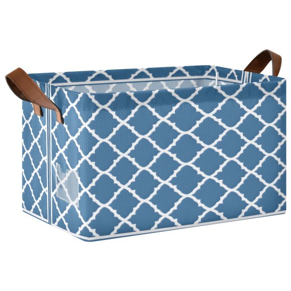 Ryvnso Moroccan Artistic Checkered Storage Bins Large Basket Foldable Cube Toys Organizer with Handles 1 PC