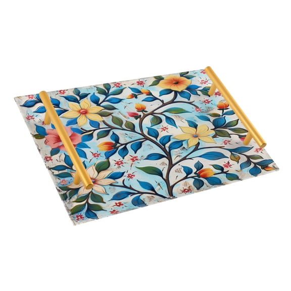 Ryvnso Moroccan Flowers Bathroom Tray Vanity Countertop Trays Acrylic Organizer