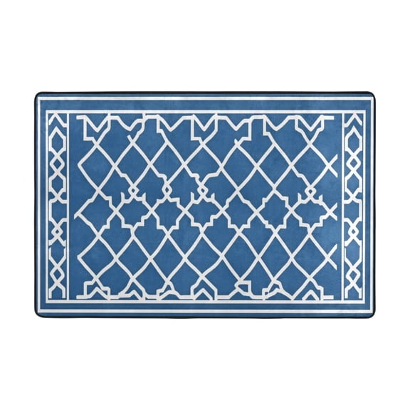 Ryvnso Moroccan Grid Checkered Area Floor Mats Large Nursery Rugs Non-Slip Carpets Doormat 36" x 24"
