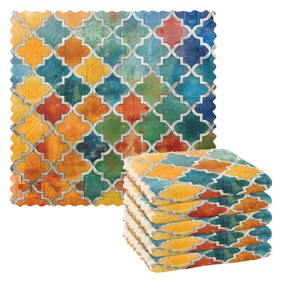 Ryvnso Moroccan Lattice Kitchen Towels Dish Clothes for Drying Dishes Cleaning Absorbent Set of 6