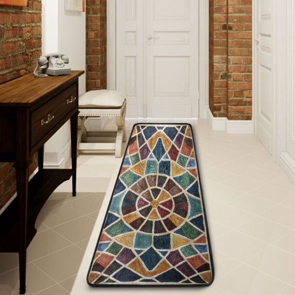 Ryvnso Morocco Funny Checkered Hallway Runner Rugs Floor Carpet Non Slip Entryway Mat 2' x 6'