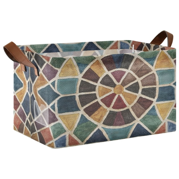 Ryvnso Morocco Funny Checkered Storage Bins Large Basket Foldable Cube Toys Organizer with Handles 1 PC