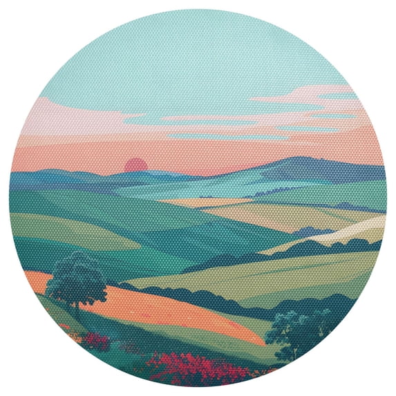 Ryvnso Mountain Art Landscape Round Plate Mats Dining Table Placemat 1 Piece for Holiday Decoration