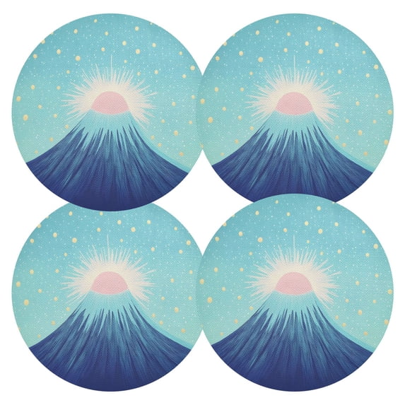 Ryvnso Mountain Night View Round Plate Mats Dining Table Placemat Set of 4 for Holiday Decoration