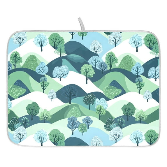 Ryvnso Mountain Print Dish Drying Mat for Kitchen Countertop 18x24 Large Dish Pad Drainer Rack Dish Sink Mats