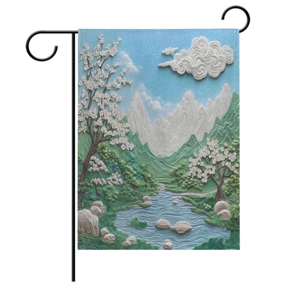 Ryvnso Mountains Paint Garden Flag 12x18 Inch Double Sided Seasonal Yard Decoration