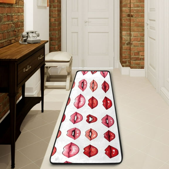 Ryvnso Mouth Pattern Hallway Runner Rugs Floor Carpet Non Slip Entryway Mat 2' x 6'
