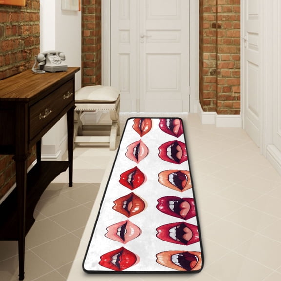 Ryvnso Mouth Pattern Hallway Runner Rugs Floor Carpet Non Slip Entryway Mat 2' x 6'