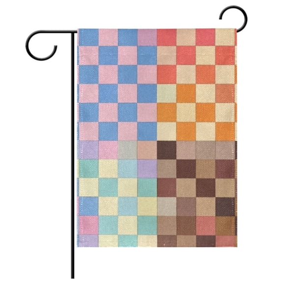 Ryvnso Multicolor Checkered Pattern Garden Flag 12x18 Inch Double Sided Seasonal Yard Decoration