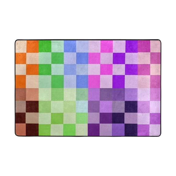 Ryvnso Multicolor Checkered-a1 Area Floor Mats Large Nursery Rugs Non-Slip Carpets Doormat 36" x 24"