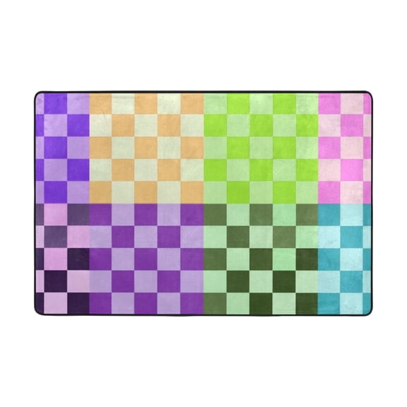Ryvnso Multicolor Checkered-a2 Area Floor Mats Large Nursery Rugs Non-Slip Carpets Doormat 36" x 24"