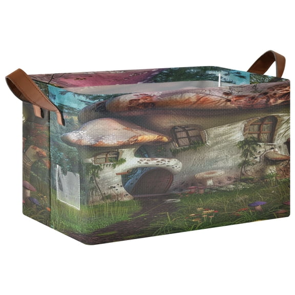 Ryvnso Mushroom House Forest Storage Bins Large Basket Foldable Cube Toys Organizer with Handles 1 PC