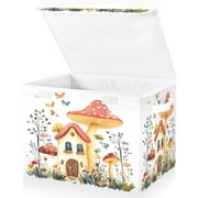 Ryvnso Mushroom on House Large Lidded Foldable Storage Baskets Cubes Boxes Lids Bin for Home
