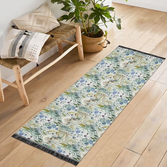 Ryvnso Mushrooms Oil Paint Bedroom Runner Rug 2'x6' Hallway Area Carpet Non Slip Entryway Mat with Tassels