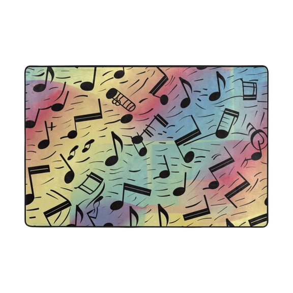 Ryvnso Musical Notes in Rainbow Area Floor Mats Large Nursery Rugs Non-Slip Carpets Doormat 36" x 24"