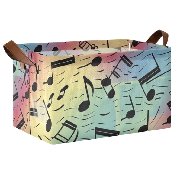 Ryvnso Musical Notes in Rainbow Storage Bins Large Basket Foldable Cube Toys Organizer with Handles 1 PC