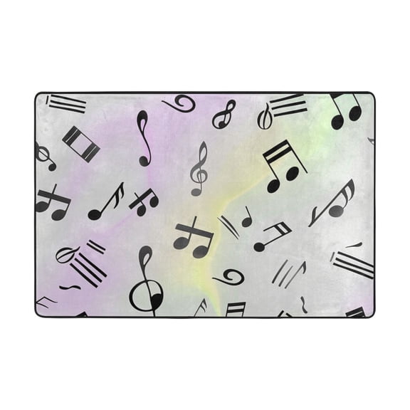 Ryvnso Musical Notes in Tie Dye Area Floor Mats Large Nursery Rugs Non-Slip Carpets Doormat 36" x 24"