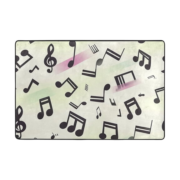 Ryvnso Musical Notes with Rainbow Area Floor Mats Large Nursery Rugs Non-Slip Carpets Doormat 36" x 24"