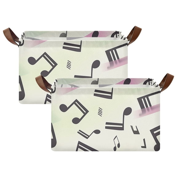 Ryvnso Musical Notes with Rainbow Storage Bins Large Basket Foldable Cube Toys Organizer with Handles 2 PCs