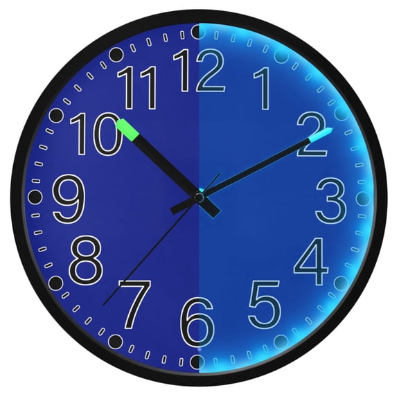 Ryvnso Navy 12 Inch Night Light Wall Clock Silent Battery Operated Luminous Clocks
