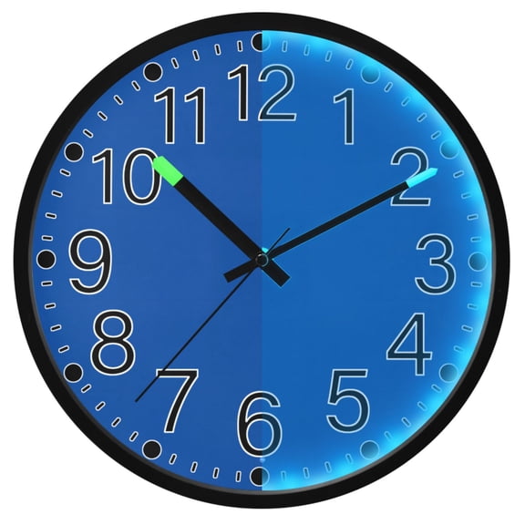 Ryvnso Navy Blue 12 Inch Night Light Wall Clock Silent Battery Operated Luminous Clocks