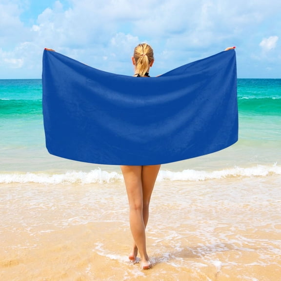 Ryvnso Navy Blue Beach Towel Quick Dry Swimming Yoga Beach Towels Large Sand Free Microfiber Towel 31"W x 71"L