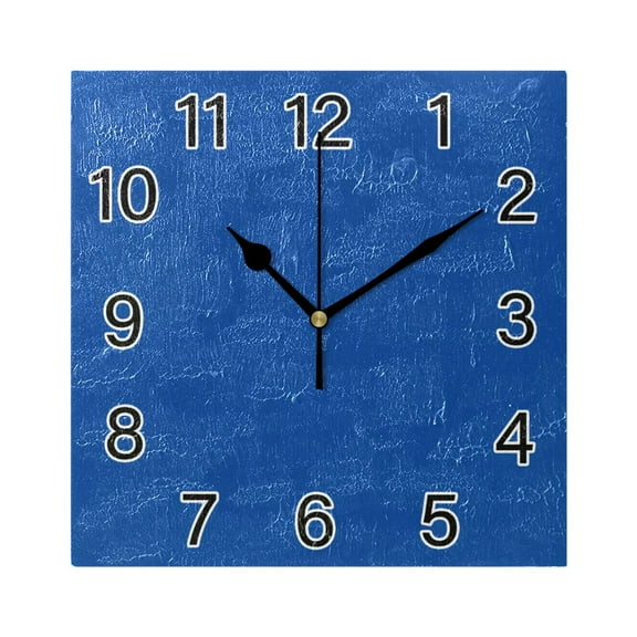 Ryvnso Navy Blue Wall Clock Square Silent Non-Ticking Battery Operated 7.78"