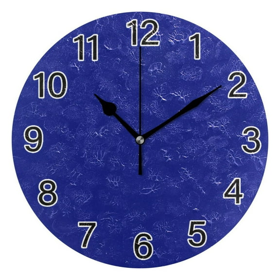 Ryvnso Navy Wall Clock Non Ticking Silent Kitchen Clock Battery Operated Clocks 10 inch