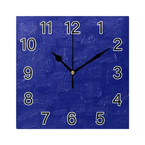 Ryvnso Navy Wall Clock Square Silent Non-Ticking Battery Operated 7.78"