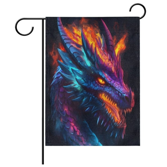 Ryvnso Neon Abstract Dragon Garden Flag 12x18 Inch Double Sided Seasonal Yard Decoration