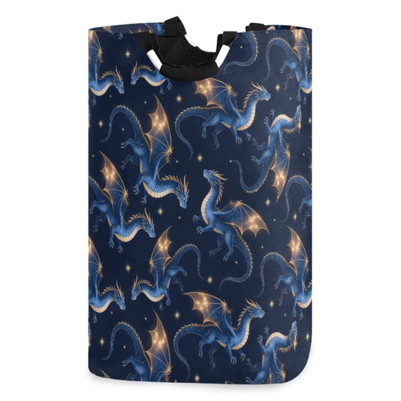 Ryvnso Neon Cool Dragon Pattern Large Storage Basket with Handles Collapsible Organizer Bin Laundry Hamper