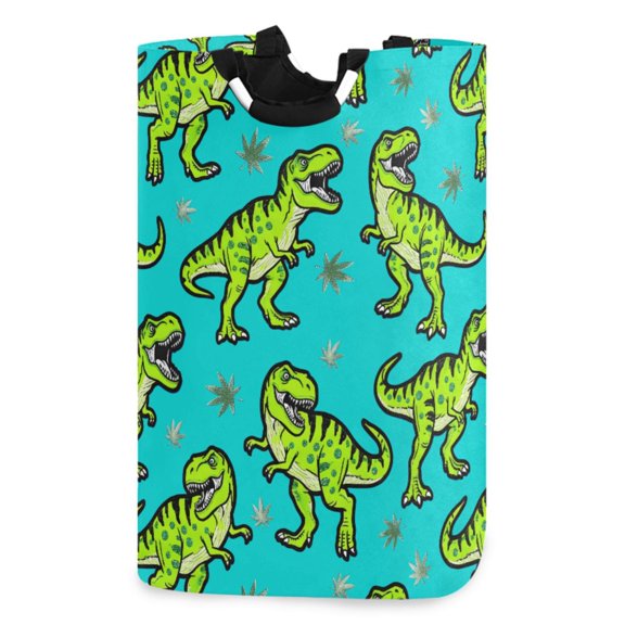Ryvnso Neon Dinosaurs Pattern Large Storage Basket with Handles Collapsible Organizer Bin Laundry Hamper