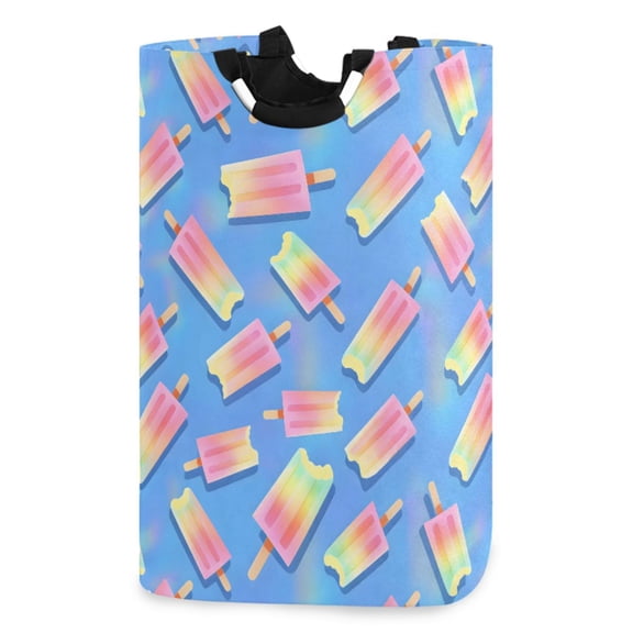 Ryvnso Neon Gradient Ice Cream Pattern Large Storage Basket with Handles Collapsible Organizer Bin Laundry Hamper