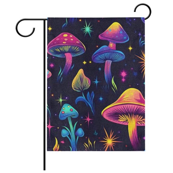 Ryvnso Neon Mushrooms Garden Flag 12x18 Inch Double Sided Seasonal Yard Decoration