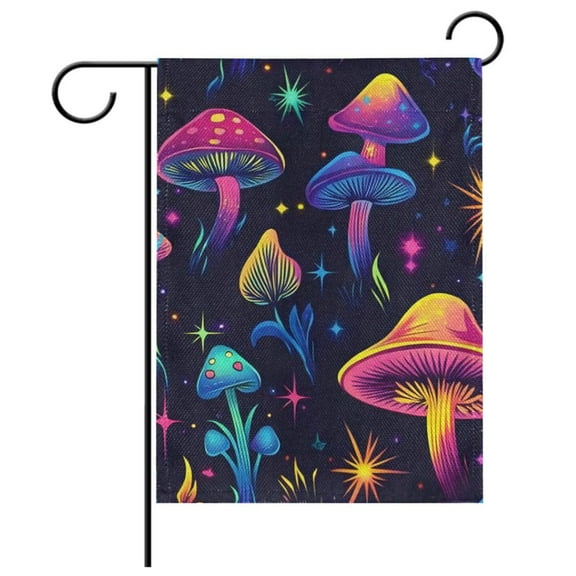 Ryvnso Neon Mushrooms Garden Flag 12x18 Inch Double Sided Seasonal Yard Decoration