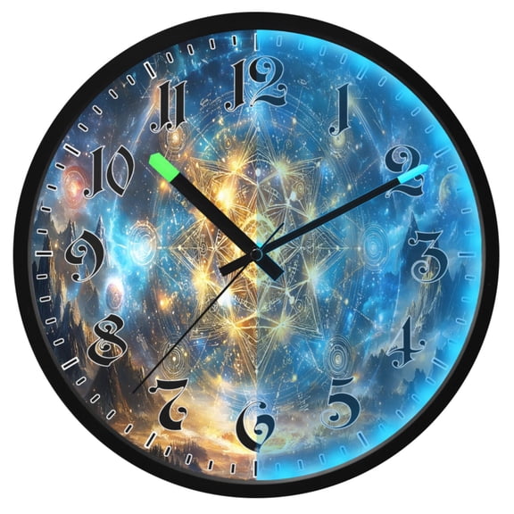 Ryvnso Neon Starry Sky Night 12 Inch Night Light Wall Clock Luminous Silent Battery Operate Clocks