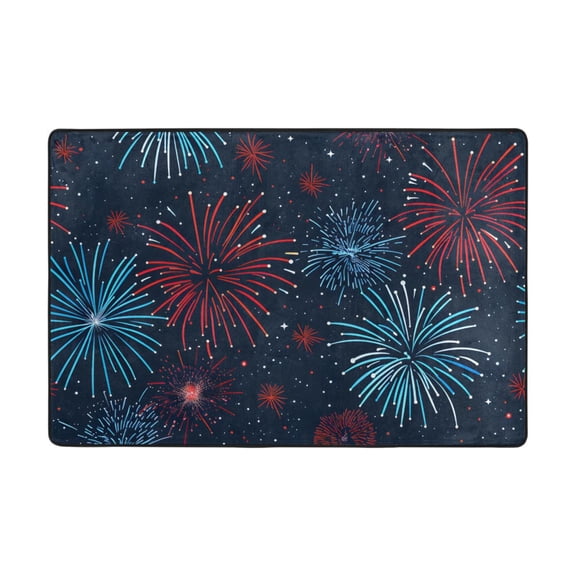 Ryvnso New Year Firework Area Floor Mats Large Nursery Rugs Non-Slip Carpets Doormat 36" x 24"