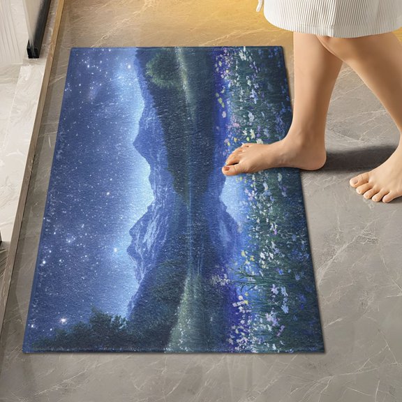 Ryvnso Night View Bathroom Shaggy Rugs Toilet Rectangle Mat Soft Contour Rug 24"x16"