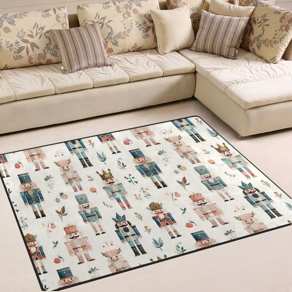 Ryvnso Nutcracker Soldiers Christmas Area Rug Floor Mats Non-Slip Home Carpet 80 x 58 inch