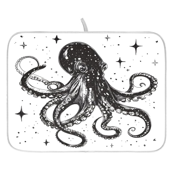 Ryvnso Octopus Dish Drying Mat for Kitchen Countertop 16x18 Small Dish Pad Drainer Rack Dish Sink Mats