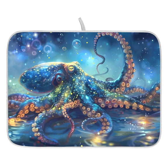 Ryvnso Octopus Dish Drying Mat for Kitchen Countertop 16x18 Small Dish Pad Drainer Rack Dish Sink Mats