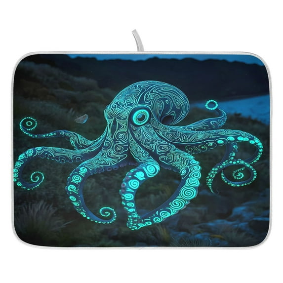 Ryvnso Octopus Texture Dish Drying Mat for Kitchen Countertop 18x24 Large Dish Pad Drainer Rack Dish Sink Mats