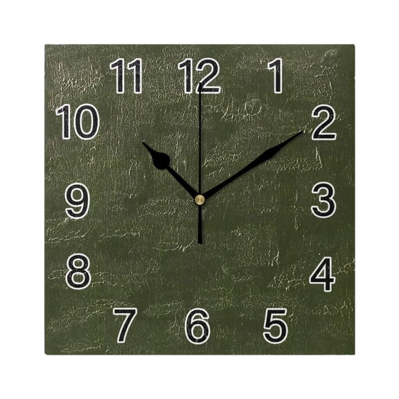 Ryvnso Olive Green Solid Wall Clock Square Silent Non-Ticking Battery Operated 7.78"