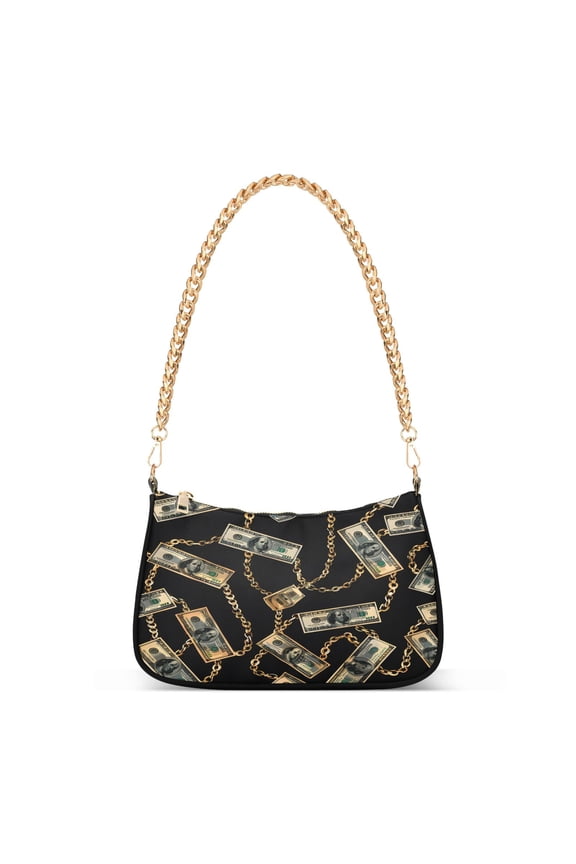 One Hundred Dollar Bills with Chain Womens Chain Shoulder Bag Tote Handbags Clutch Hobo Purse with Zipper for Travel
