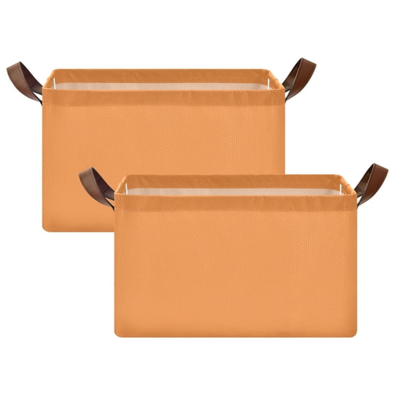 Ryvnso Orange Color Storage Bins Large Basket Foldable Cube Toys Organizer with Handles 2 PCs