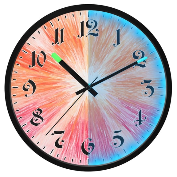 Ryvnso Orange Fireworks 12 Inch Night Light Wall Clock Luminous Silent Battery Operate Clocks