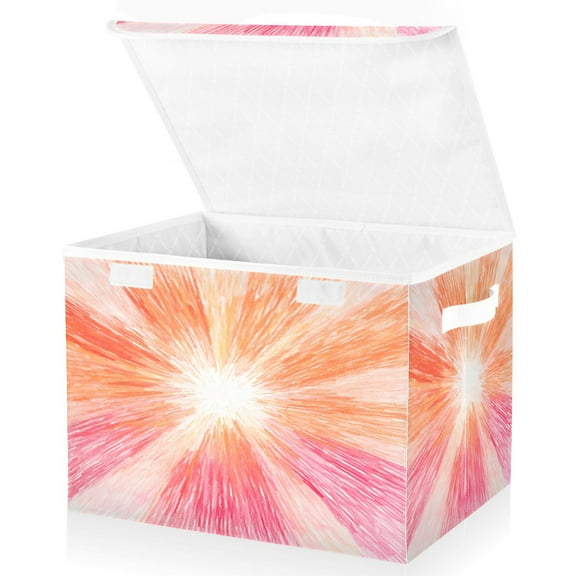 Ryvnso Orange Fireworks Large Lidded Foldable Storage Baskets Cubes Boxes Lids Bin for Home
