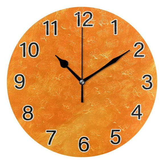 Ryvnso Orange Oil Pattern Wall Clock Non Ticking Silent Kitchen Clock Battery Operated Clocks 10 inch