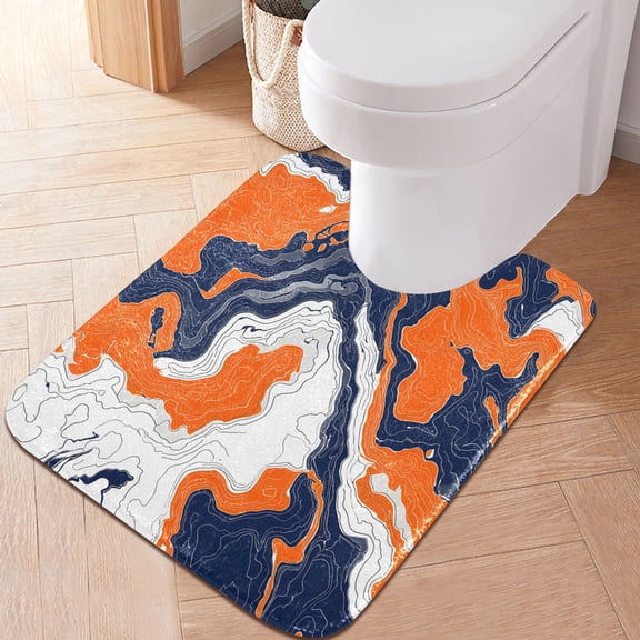 Ryvnso Orange Tie Dye Marble Bathroom Shaggy Rugs Toilet U Shape Mat Soft Contour Rug 20"x24"
