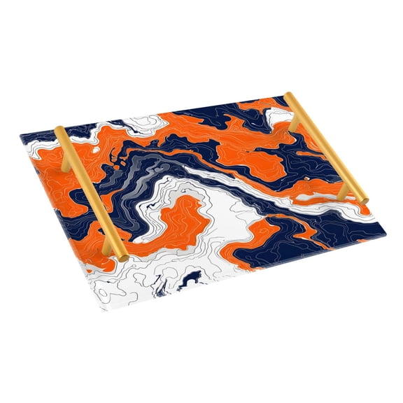 Ryvnso Orange Tie Dye Marble Bathroom Tray Vanity Countertop Trays Acrylic Organizer